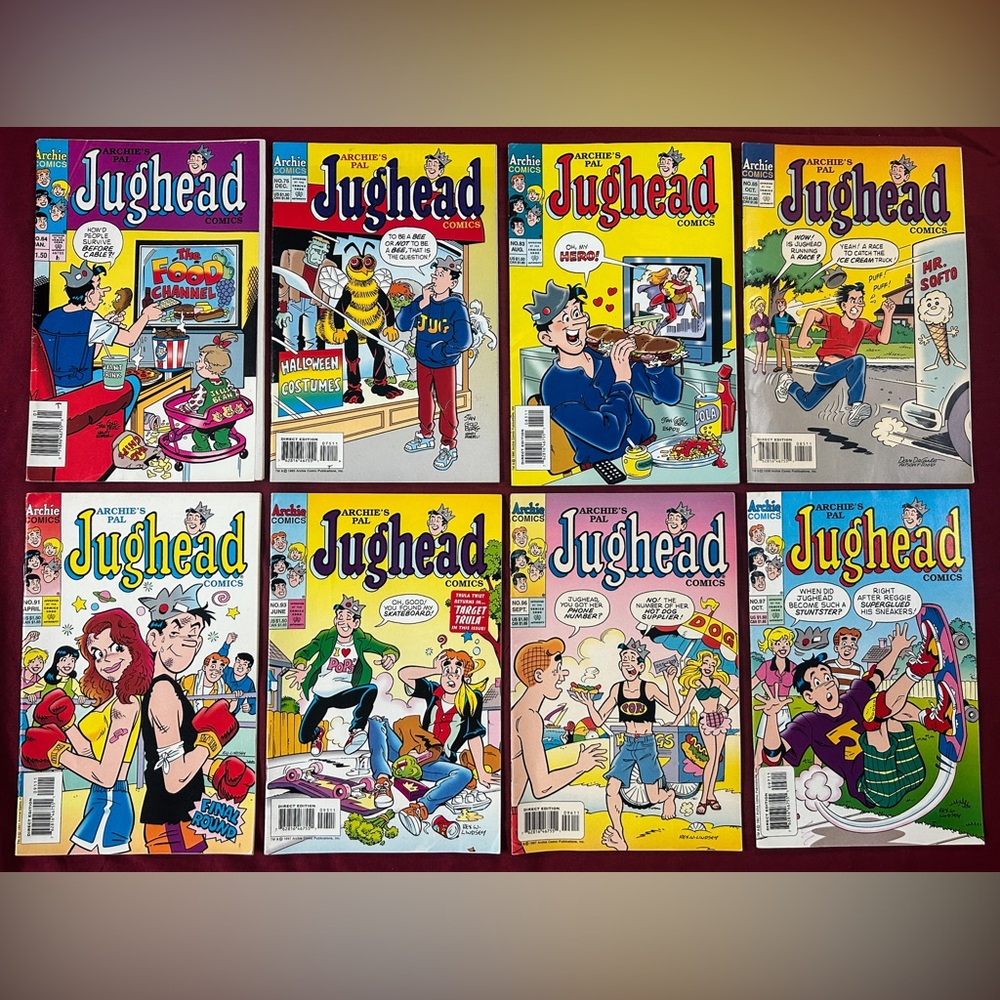 Rare Vintage Archie Comics Jughead Comic Book Lot Of 8 Collectible Retro Foodie